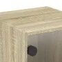 Mesita de noche con puerta de vidrio roble Sonoma 35x37x35 cm de , Mesitas de noche - Ref: Foro24-836466, Precio: 34,59 €, De...