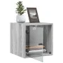 Mesita de noche con puerta de vidrio gris Sonoma 35x37x35 cm de , Mesitas de noche - Ref: Foro24-836472, Precio: 32,00 €, Des...