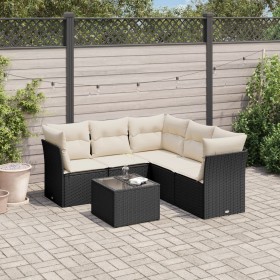 Set de sofás de jardín 6 piezas y cojines ratán sintético negro by , Garden sets - Ref: Foro24-3249465, Price: 371,92 €, Disc...
