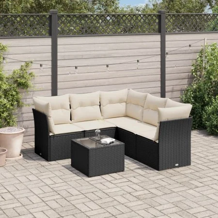 Set de sofás de jardín 6 piezas y cojines ratán sintético negro by , Garden sets - Ref: Foro24-3249465, Price: 372,61 €, Disc...
