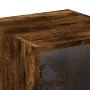 Mesita de noche con puerta de vidrio roble ahumado 35x37x35 cm by , Nightstands - Ref: Foro24-836470, Price: 30,72 €, Discoun...