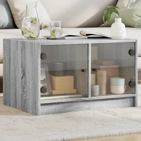 Mesa de centro con puertas de vidrio gris Sonoma 68x50x42 cm by , Coffee table - Ref: Foro24-836369, Price: 45,16 €, Discount: %