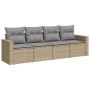 Garden sofa set with cushions 4 pieces beige synthetic rattan by , Modular outdoor sofas - Ref: Foro24-3251016, Price: 302,20...