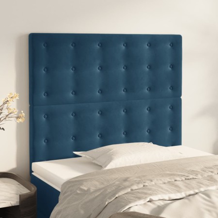 Cabeceros 2 unidades de terciopelo azul oscuro 100x5x78/88 cm
