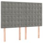 Cabeceros 4 unidades terciopelo gris claro 72x5x78/88 cm
