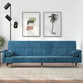 Sofá cama con cojines terciopelo azul by , Sofas - Ref: Foro24-351856, Price: 332,91 €, Discount: %