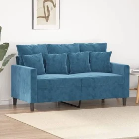 2-Sitzer-Sofa aus blauem Samt, 120 cm von , Sofas - Ref: Foro24-359302, Preis: 244,44 €, Rabatt: %