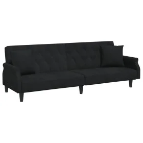 Black velvet sofa bed with armrests by , Sofas - Ref: Foro24-351948, Price: 284,69 €, Discount: %