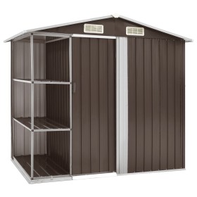 Gartenhaus mit braunem Eisenregal 205x130x183 cm von , Schuppen - Ref: Foro24-47105, Preis: 259,56 €, Rabatt: %
