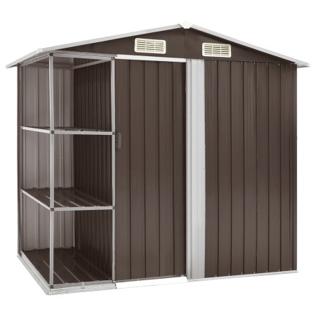 Garden shed with brown iron shelving 205x130x183 cm by , Sheds - Ref: Foro24-47105, Price: 259,56 €, Discount: %