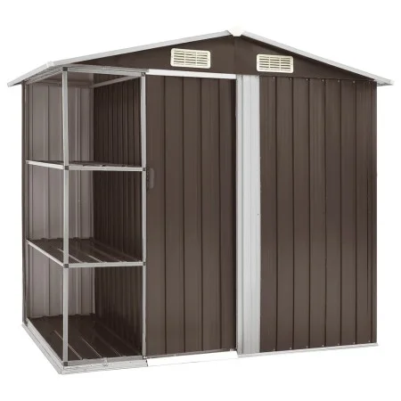 Gartenhaus mit braunem Eisenregal 205x130x183 cm von , Schuppen - Ref: Foro24-47105, Preis: 248,88 €, Rabatt: %