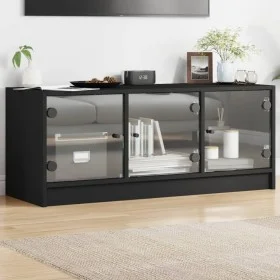 Fernsehmöbel mit schwarzen Glastüren 102x37x42 cm von , TV-Möbel - Ref: Foro24-836407, Preis: 73,91 €, Rabatt: %