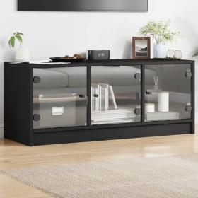 Fernsehmöbel mit schwarzen Glastüren 102x37x42 cm von , TV-Möbel - Ref: Foro24-836407, Preis: 74,91 €, Rabatt: %