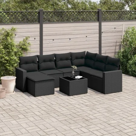 Set de sofás de jardín 8 piezas y cojines ratán sintético negro by , Modular outdoor sofas - Ref: Foro24-3251642, Price: 507,...