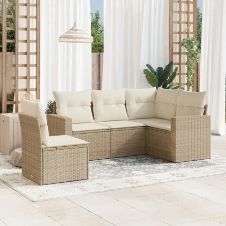 Gartensofa-Set mit 5-teiligen Kissen aus synthetischem Rattan in Beige. von , Gartensets - Ref: Foro24-3218958, Preis: 375,06...