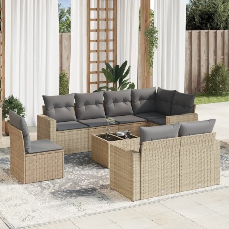 Set de sofás de jardín 9 pzas con cojines ratán sintético beige by , Modular outdoor sofas - Ref: Foro24-3251586, Price: 652,...