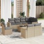 Set de sofás de jardín 9 pzas con cojines ratán sintético beige by , Modular outdoor sofas - Ref: Foro24-3251586, Price: 652,...