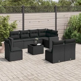 Set de sofás de jardín 8 piezas y cojines ratán sintético negro by , Garden sets - Ref: Foro24-3219065, Price: 565,14 €, Disc...