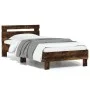 Smoked oak engineered wood bed with headboard 75x190 cm by , Beds and slatted bases - Ref: Foro24-838572, Price: 63,83 €, Dis...