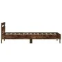 Smoked oak engineered wood bed with headboard 75x190 cm by , Beds and slatted bases - Ref: Foro24-838572, Price: 63,83 €, Dis...