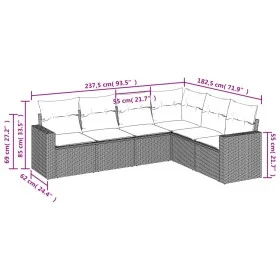 Gartensofa-Set mit 6-teiligen Kissen aus synthetischem Rattan in Beige. von , Gartensets - Ref: Foro24-3218998, Preis: 419,98...