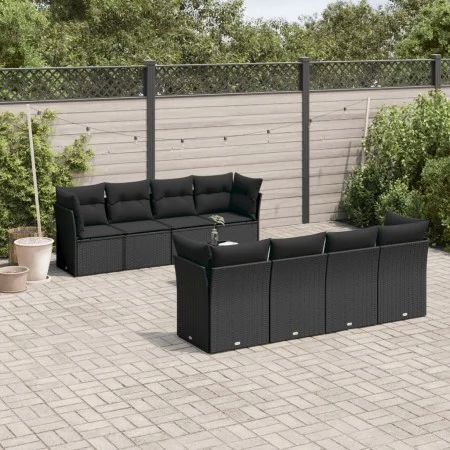 Set de sofás de jardín 8 piezas y cojines ratán sintético negro by , Garden sets - Ref: Foro24-3217305, Price: 570,81 €, Disc...