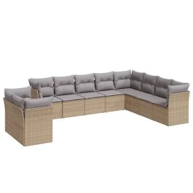 Gartensofa-Set mit 10-teiligen beigen Kissen aus synthetischem Rattan. von , Gartensets - Ref: Foro24-3249698, Preis: 647,87 ...