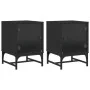 Mesitas de noche con puertas de vidrio 2 uds negro 35x37x50 cm de , Mesitas de noche - Ref: Foro24-836521, Precio: 47,03 €, D...