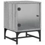Mesita de noche con puerta de vidrio gris Sonoma 35x37x50 cm de , Mesitas de noche - Ref: Foro24-836528, Precio: 28,11 €, Des...