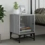 Mesita de noche con puerta de vidrio gris Sonoma 35x37x50 cm de , Mesitas de noche - Ref: Foro24-836528, Precio: 28,11 €, Des...
