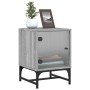 Mesita de noche con puerta de vidrio gris Sonoma 35x37x50 cm de , Mesitas de noche - Ref: Foro24-836528, Precio: 28,53 €, Des...