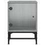 Mesita de noche con puerta de vidrio gris Sonoma 35x37x50 cm de , Mesitas de noche - Ref: Foro24-836528, Precio: 28,53 €, Des...