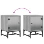 Mesita de noche con puerta de vidrio gris Sonoma 35x37x50 cm de , Mesitas de noche - Ref: Foro24-836528, Precio: 28,53 €, Des...
