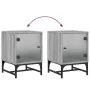 Mesita de noche con puerta de vidrio gris Sonoma 35x37x50 cm de , Mesitas de noche - Ref: Foro24-836528, Precio: 28,11 €, Des...