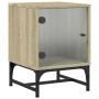 Mesitas noche con puertas vidrio 2 uds roble Sonoma 35x37x50 cm de , Mesitas de noche - Ref: Foro24-836523, Precio: 54,10 €, ...