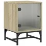 Mesitas noche con puertas vidrio 2 uds roble Sonoma 35x37x50 cm by , Nightstands - Ref: Foro24-836523, Price: 45,56 €, Discou...