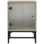 Mesitas noche con puertas vidrio 2 uds roble Sonoma 35x37x50 cm de , Mesitas de noche - Ref: Foro24-836523, Precio: 54,10 €, ...