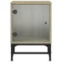Mesitas noche con puertas vidrio 2 uds roble Sonoma 35x37x50 cm by , Nightstands - Ref: Foro24-836523, Price: 45,56 €, Discou...