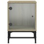 Mesitas noche con puertas vidrio 2 uds roble Sonoma 35x37x50 cm de , Mesitas de noche - Ref: Foro24-836523, Precio: 54,10 €, ...