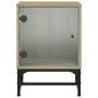Mesitas noche con puertas vidrio 2 uds roble Sonoma 35x37x50 cm by , Nightstands - Ref: Foro24-836523, Price: 45,56 €, Discou...
