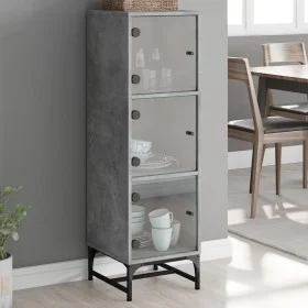 Sideboard mit grauen Glastüren Beton 35x37x120 cm von , Sideboards - Ref: Foro24-836563, Preis: 70,40 €, Rabatt: %