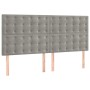 Cabeceros 4 unidades de terciopelo gris claro 80x5x78/88 cm