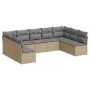 Set de sofás de jardín 9 pzas con cojines ratán sintético beige by , Garden sets - Ref: Foro24-3249908, Price: 538,70 €, Disc...