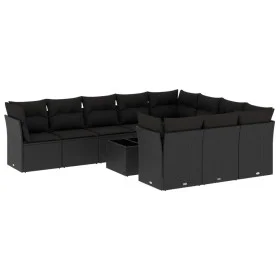 Set de sofás de jardín 11 pzas y cojines ratán sintético negro by , Garden sets - Ref: Foro24-3250064, Price: 662,92 €, Disco...