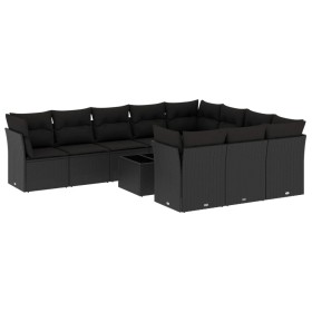 Set de sofás de jardín 11 pzas y cojines ratán sintético negro de , Conjuntos de jardín - Ref: Foro24-3250064, Precio: 676,33...