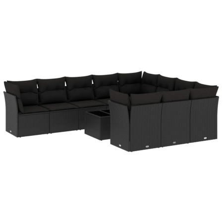 Gartensofagarnitur 11-teilig mit schwarzen Kissen aus synthetischem Rattan von , Gartensets - Ref: Foro24-3250064, Preis: 672...
