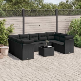 Gartensofa-Set, 10-teilig, mit schwarzen Kissen und synthetischem Rattan. von , Gartensets - Ref: Foro24-3249974, Preis: 644,...