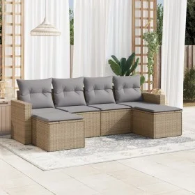 Juego de sofás jardín con cojines 6 pzas ratán sintético beige by , Modular outdoor sofas - Ref: Foro24-3251656, Price: 400,9...