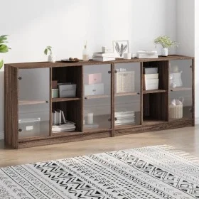 Estantería con puertas madera marrón roble 204x37x75 cm by , Sideboards - Ref: Foro24-3206537, Price: 205,92 €, Discount: %