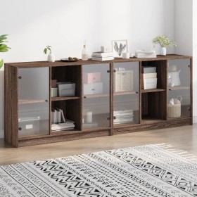 Estantería con puertas madera marrón roble 204x37x75 cm by , Sideboards - Ref: Foro24-3206537, Price: 205,86 €, Discount: %